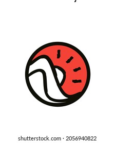 simple mountain and sun combination logo