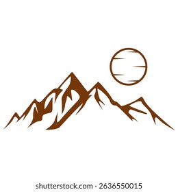 Simple mountain and sun icon