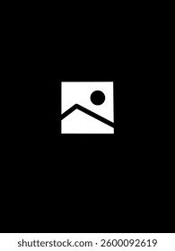 simple mountain and sun image icon