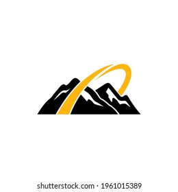 Simple mountain swoosh flat logo template ready for use 