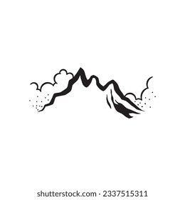 Simple mountain vector line art black