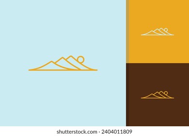 Simple mountain view logo design vector template