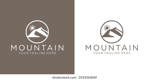 simple mountain view silhouette logo design