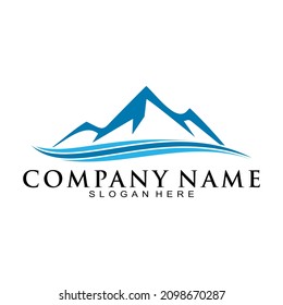 Simple mountain and wave vector logo