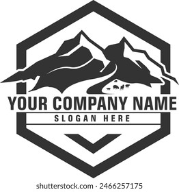 Simple mountain and wildlife logo