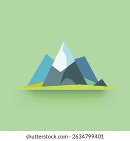 einfache Berge buntes Symbol auf grünem Hintergrund