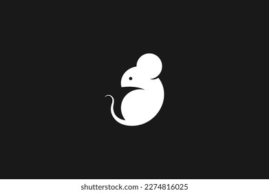 simple mouse black logo design