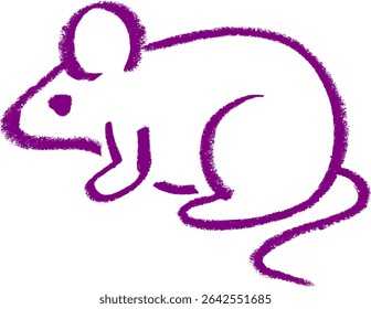 Simple Mouse Crayon Chalk Drawing Vector	