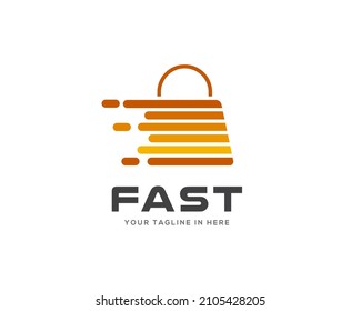 simple moving abstract line art shopping bag logo template illustration inspiration