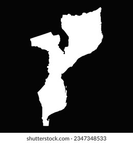 Simple Mozambique Map Isolated on Black Background, can be used for business designs, presentation designs or any suitable designs.