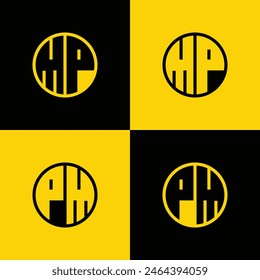 Conjunto de logotipo simple de MP y PM Letters Circle, adecuado para negocios con iniciales MP y PM