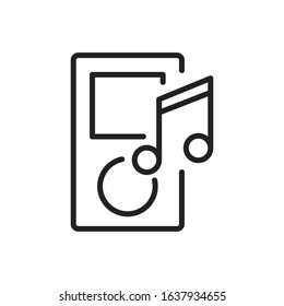 Simple mp3 player line icon. Stroke pictogram. Vector illustration isolated on a white background. Premium quality symbol. Vector sign for mobile app and web sites.