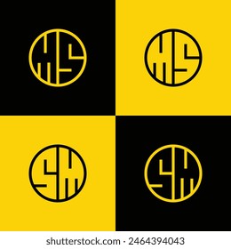 Simple MS and SM Letters Circle Logo Set, suitable for business with MS and SM initials