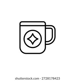 Ícone de Contorno de Caneca Simples com Símbolo de Estrela Bebida Simples