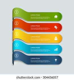 Simple multicolor 3d line 5 steps infographics mockup template. Infographic background concepts collection.