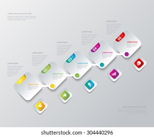 Simple multicolor 5 step process steps labels infographics mockup template. Infographic background concepts collection.