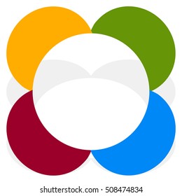 Simple multicolor element with divided circles. Abstract minimal element