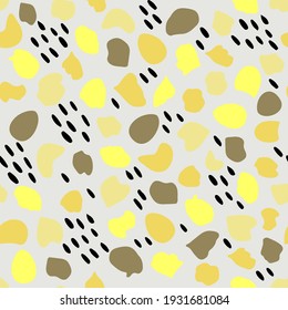 Simple multicolor seamless pattern, vector with spots. Various irregularly shaped bubbles on a white background. Print for design fabric, wallpaper, paper, cover