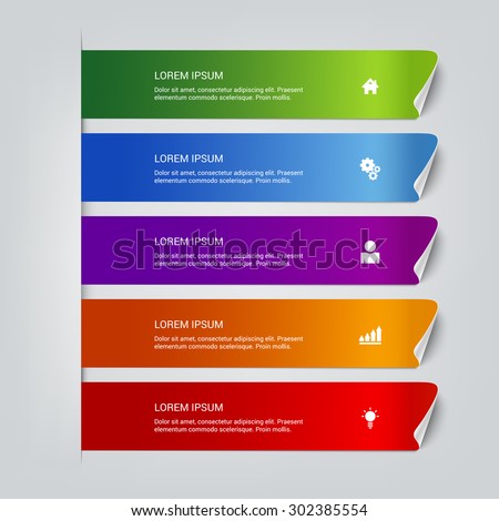 Simple multicolor sticky line backgrounds 5 steps infographics mockup template. Infographic background concepts collection.
