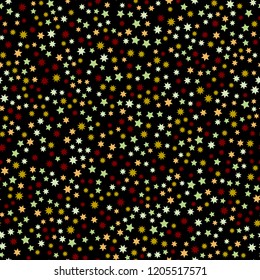 Simple multicolored flat style light star flares seamless texture. Vector illustration