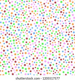 Simple multicolored flat style light star flares seamless texture. Vector illustration