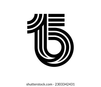 simple multilines geometric logo template of initial letter number 1 5 S I