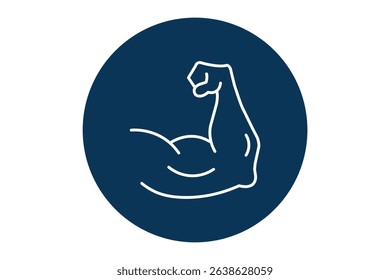 Simple muscle line icon. Strong hand line icon color editable. Arm line icon. High quality outline symbol for web design or mobile app. Thin line sign for design logo. White outline with circle.