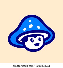 Simple mushroom cartoon characters, mascot flat design style