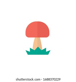 Simple mushroom flat icon. Color pictogram. Vector illustration isolated on a white background. Premium quality symbol. Vector sign for mobile app and web sites.