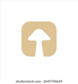 Simple Mushroom Icon Square Design. Modern Mushroom Rectangle Icon Vector