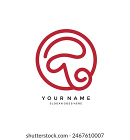 simple mushroom logo. Mushroom logo design concept idea with circular lines. Suitable for mushroom food business, branding, business identity