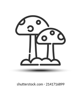 Simple mushroom outline icon, food and drink related concept on the white background