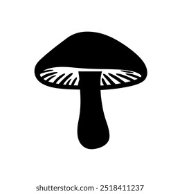 Simple Mushroom Silhouette Icon Representing Nature, Fungi, and Woodland Elements