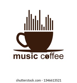 Simple music coffee logo, flat design for decoration