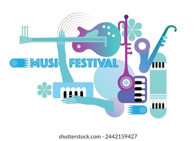 Simple Music, Guitar And Concert Promotional Geometric Illustration