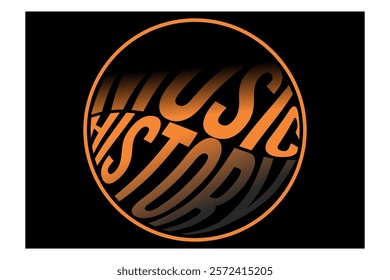 Simple MUSIC HISTORY text vector, Circle concept, creator content name design.