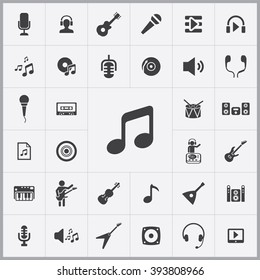 Simple music icons set. Universal music icons to use for web and mobile UI, set of basic UI music elements