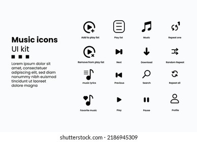 Simple music interface icon design. a simple and easy to use and easy to see design, suitable for the needs of application interface icon or music website