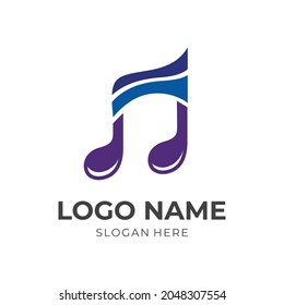 simple music logo design template concept vector with flat blue and purple color style