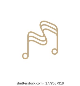 Simple music logo, outline logo style in gold color