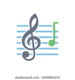 Simple Music Notation on Staff with Treble Clef