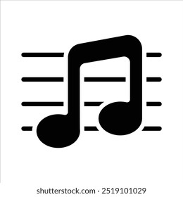 A simple music note icon representing melody, rhythm, and musical notation