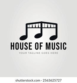 simple music notes with piano logo vector illustration design