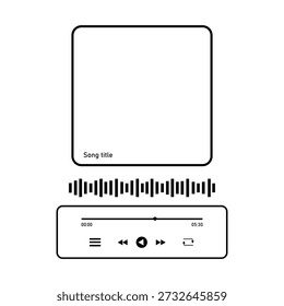 Interface simples do leitor de música com título da música e controles de áudio. Ilustração vetorial