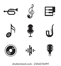 Simple Music Related Vector Line Icons illustration. 