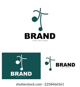 Simple Music Rhythm Logo, Musical Note Song Tone Vector Design