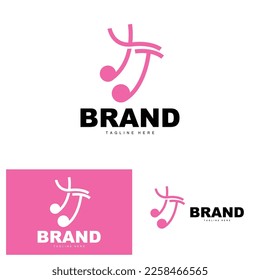Simple Music Rhythm Logo, Musical Note Song Tone Vector Design