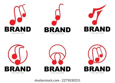Simple Music Rhythm Logo, Musical Note Song Tone Vector Design