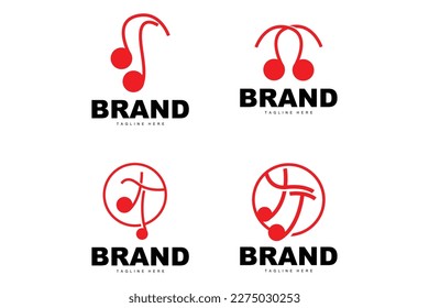 Simple Music Rhythm Logo, Musical Note Song Tone Vector Design