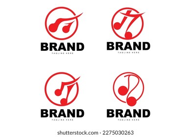 Simple Music Rhythm Logo, Musical Note Song Tone Vector Design